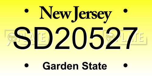 SD20527 New Jersey License Plate