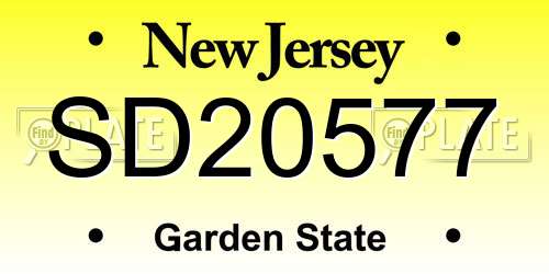 SD20577 New Jersey License Plate