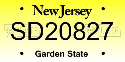 SD20827 New Jersey License Plate