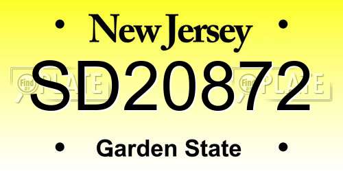 SD20872 New Jersey License Plate