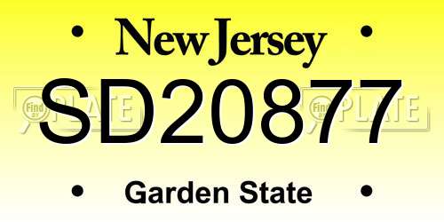 SD20877 New Jersey License Plate