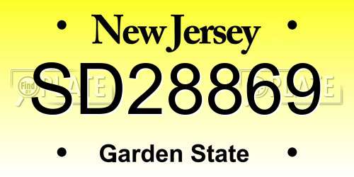 SD28869 New Jersey License Plate