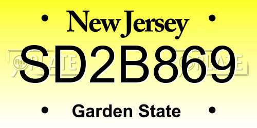 SD2B869 New Jersey License Plate