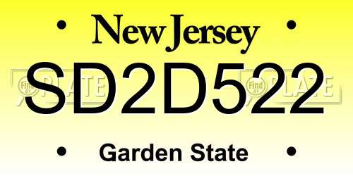 SD2D522 New Jersey License Plate