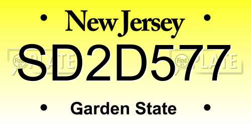 SD2D577 New Jersey License Plate