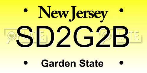 SD2G2B New Jersey License Plate