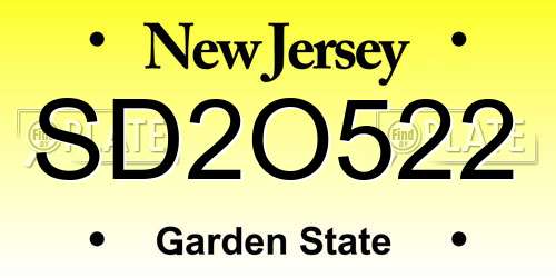 SD2O522 New Jersey License Plate