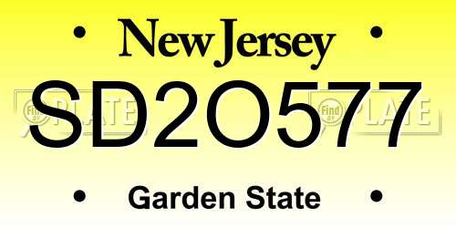 SD2O577 New Jersey License Plate