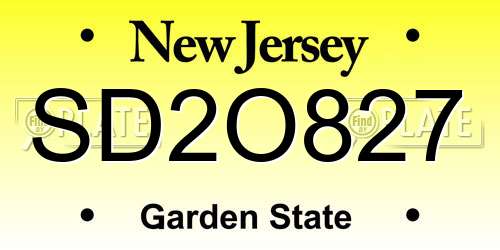 SD2O827 New Jersey License Plate