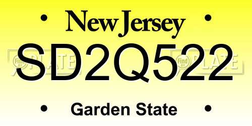 SD2Q522 New Jersey License Plate