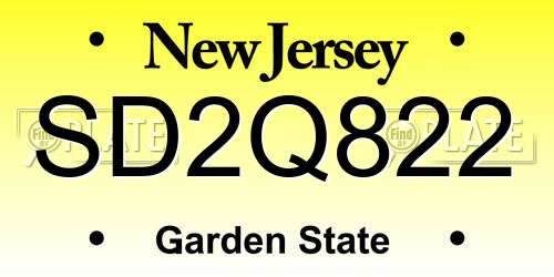 SD2Q822 New Jersey License Plate