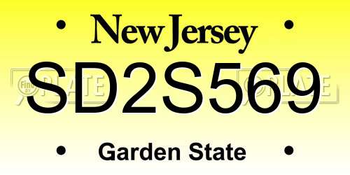 SD2S569 New Jersey License Plate