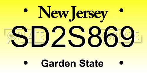 SD2S869 New Jersey License Plate