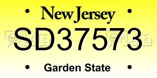 SD37573 New Jersey License Plate