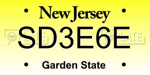 SD3E6E New Jersey License Plate