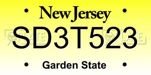SD3T523 New Jersey License Plate