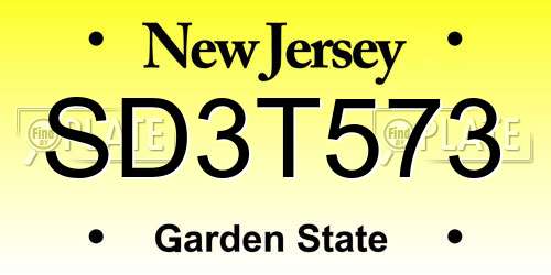 SD3T573 New Jersey License Plate