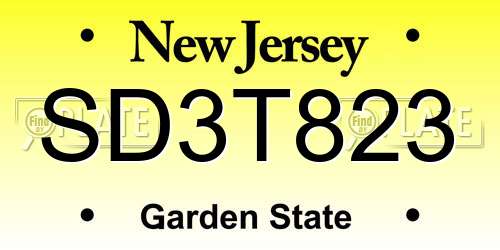 SD3T823 New Jersey License Plate