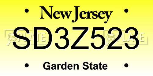 SD3Z523 New Jersey License Plate
