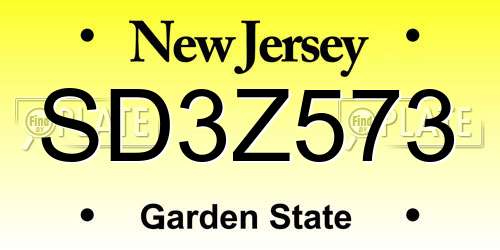 SD3Z573 New Jersey License Plate