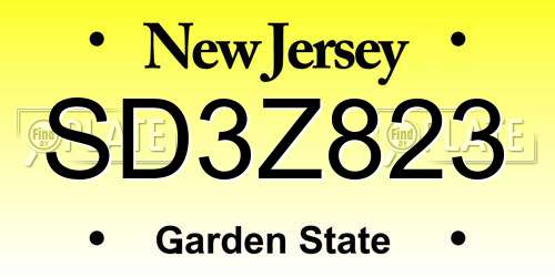 SD3Z823 New Jersey License Plate