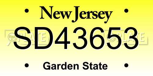 SD43653 New Jersey License Plate