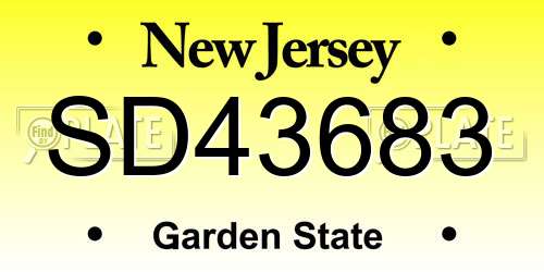 SD43683 New Jersey License Plate