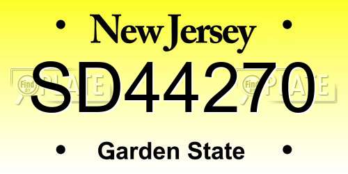 SD44270 New Jersey License Plate
