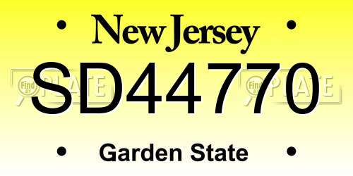 SD44770 New Jersey License Plate