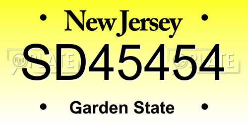 SD45454 New Jersey License Plate