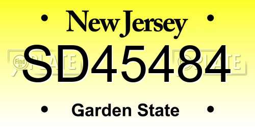 SD45484 New Jersey License Plate