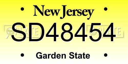 SD48454 New Jersey License Plate