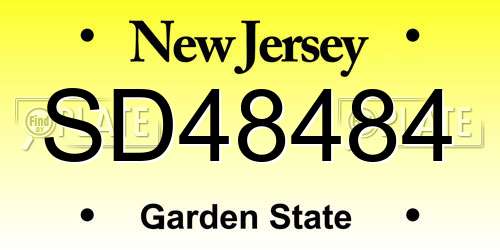 SD48484 New Jersey License Plate