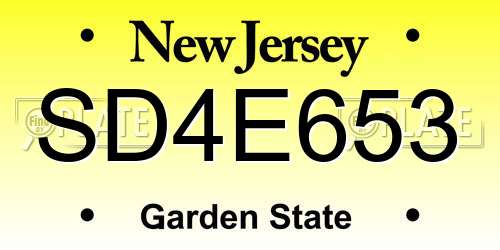 SD4E653 New Jersey License Plate