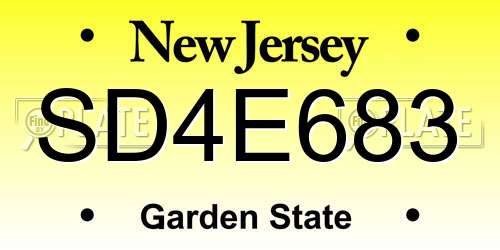 SD4E683 New Jersey License Plate