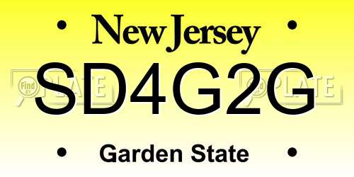 SD4G2G New Jersey License Plate