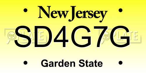 SD4G7G New Jersey License Plate