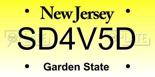 SD4V5D New Jersey License Plate