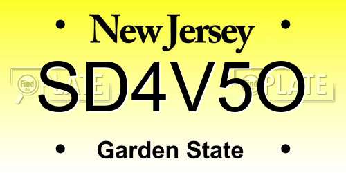 SD4V5O New Jersey License Plate