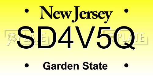 SD4V5Q New Jersey License Plate