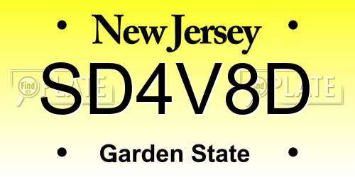 SD4V8D New Jersey License Plate