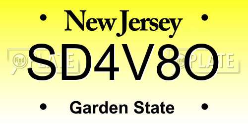 SD4V8O New Jersey License Plate