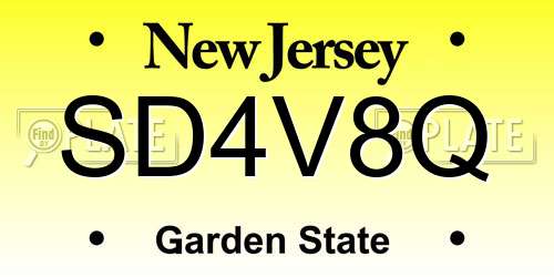 SD4V8Q New Jersey License Plate