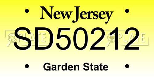 SD50212 New Jersey License Plate