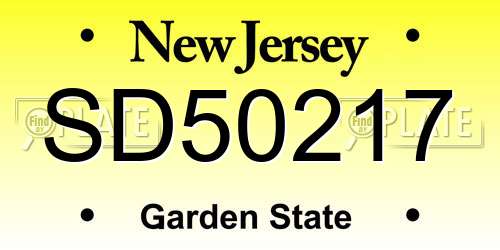 SD50217 New Jersey License Plate
