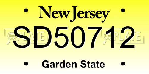 SD50712 New Jersey License Plate