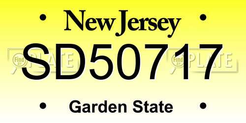 SD50717 New Jersey License Plate