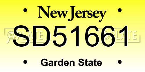 SD51661 New Jersey License Plate
