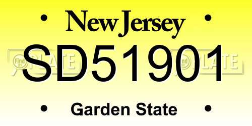 SD51901 New Jersey License Plate