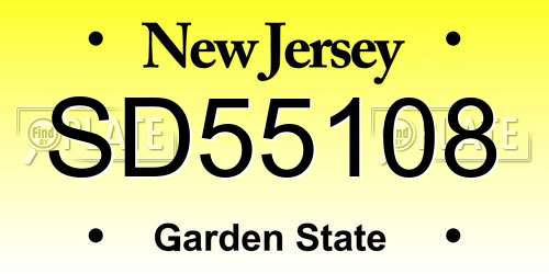 SD55108 New Jersey License Plate